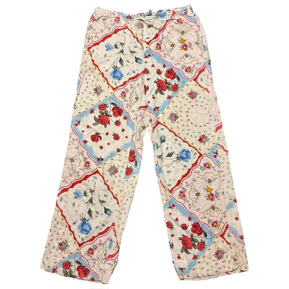 Urban Outfitters BDG Joey Linen Pant Floral Wide Leg Drawstring, Medium - Picture 1 of 8